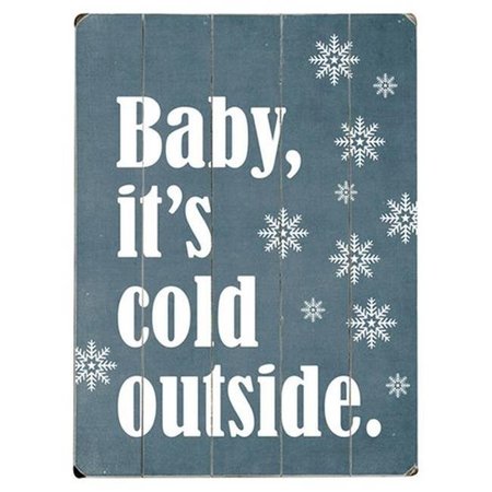 ONE BELLA CASA One Bella Casa 0004-4793-38 12 x 16 in. Baby Its Cold Outside Planked Wood Wall Decor by Cheryl Overton 0004-4793-38